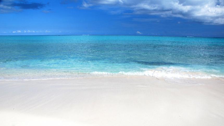 White sand and turquoise water on the coast of North Caicos, Turks and Caicos Islands